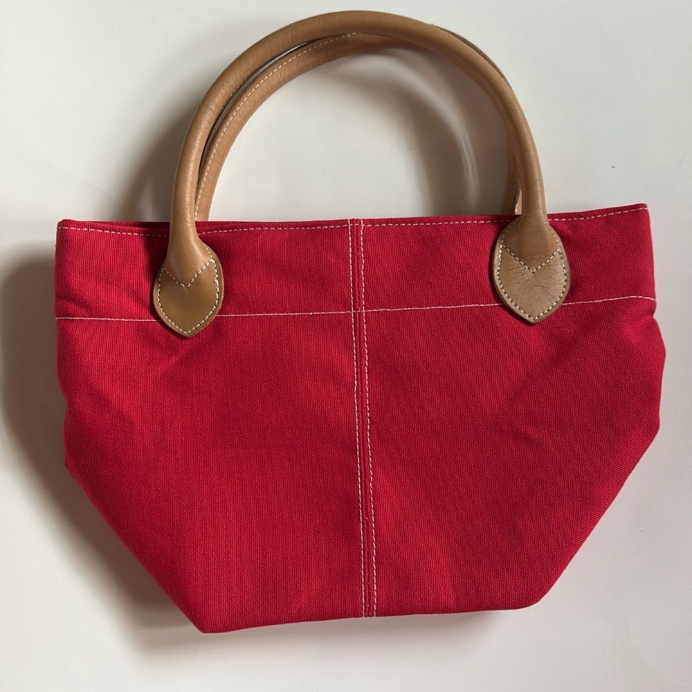 Lillian Vernon Red and Tan Leather Tote Bag